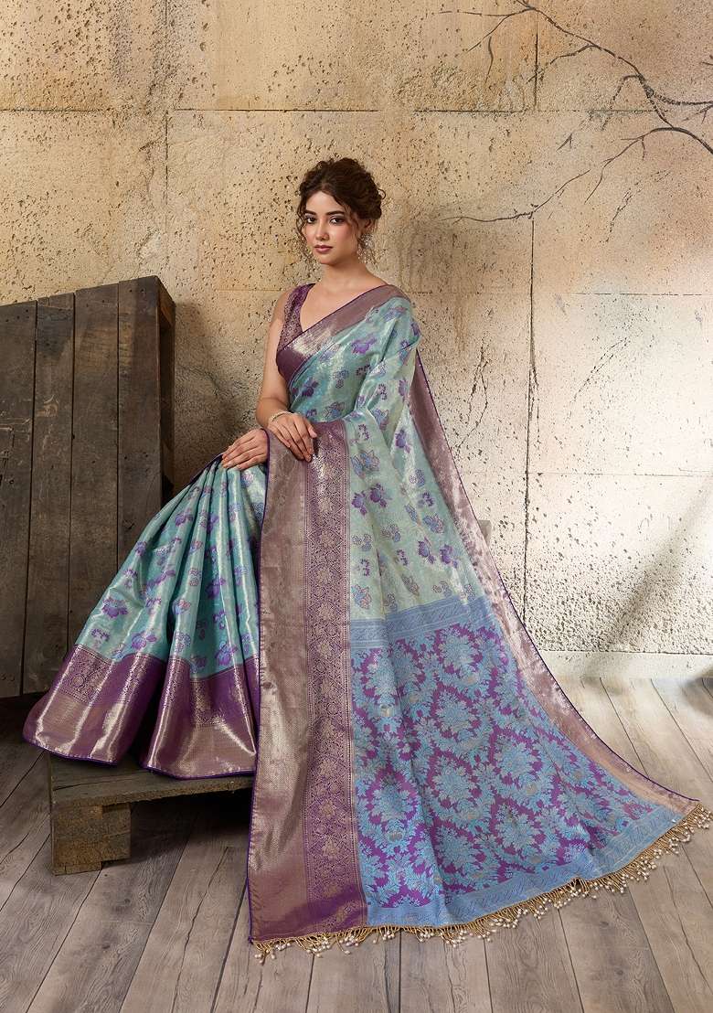 Multicolor Weaving Work Silk Saree Set for Diwali and Festive Wear - Indya