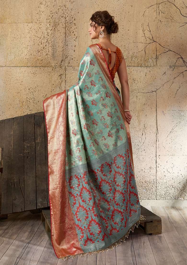 Multicolor Weaving Work Silk Saree Set for Diwali and Festive Wear - Indya