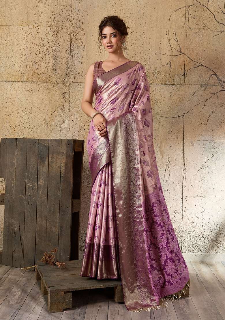 Multicolor Weaving Work Silk Saree Set for Diwali | Wedding & Festive Wear - Indya