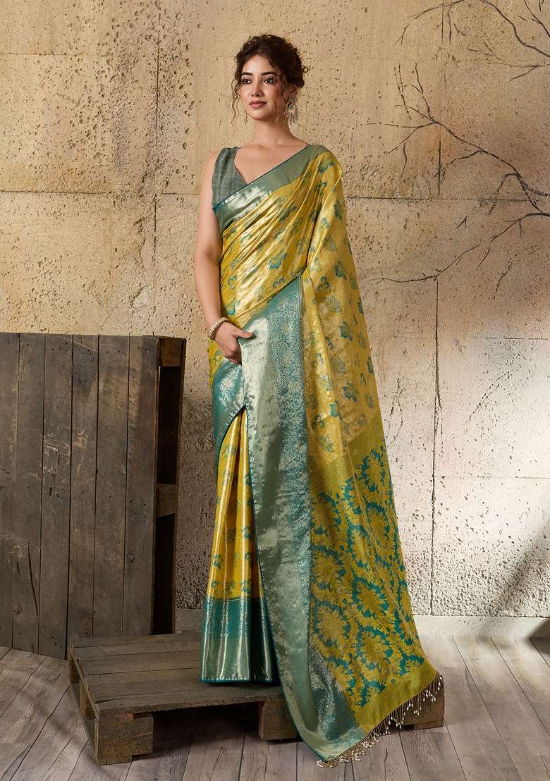 Multicolor Weaving Work Silk Saree Set for Diwali and Festive Wear - Indya