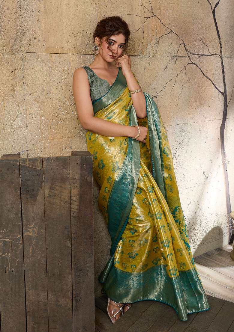 Multicolor Weaving Work Silk Saree Set for Diwali and Festive Wear - Indya