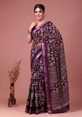 Wine Zari Work Silk Saree Set for Diwali and Festive Wear