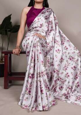 Red Silk Saree Set with Floral Print for Diwali | Wedding & Festive Wear