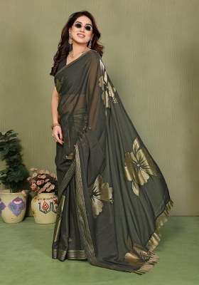 Mehendi Green Georgette Saree Set with Zari Work for Diwali | Wedding & Festive Wear