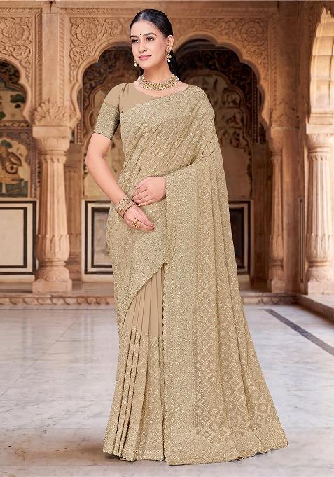 Chiku Zircan Work Georgette Saree Set