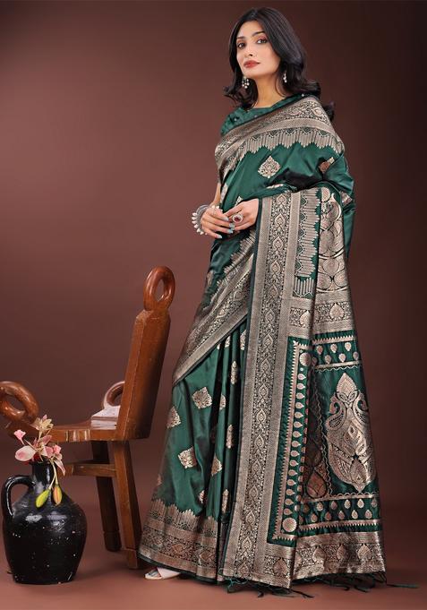 Green Jacquard Silk Saree Set