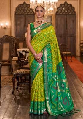 Mehendi Green Zari Work Silk Saree Set