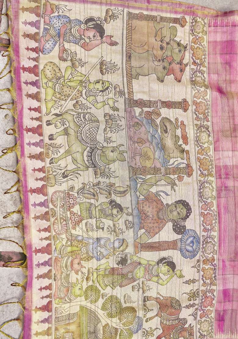 Onion Pink Printed Silk Saree Set - Indya