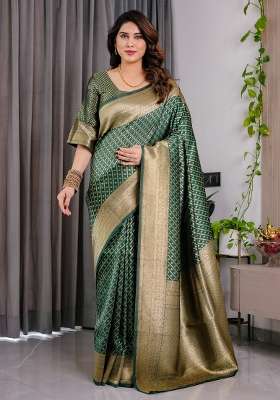 Green Zari Work Silk Saree Set
