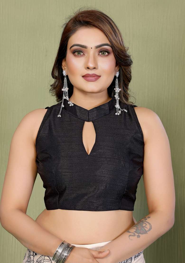 Ivory And Charcoal Black Printed Cotton Saree Set - Indya