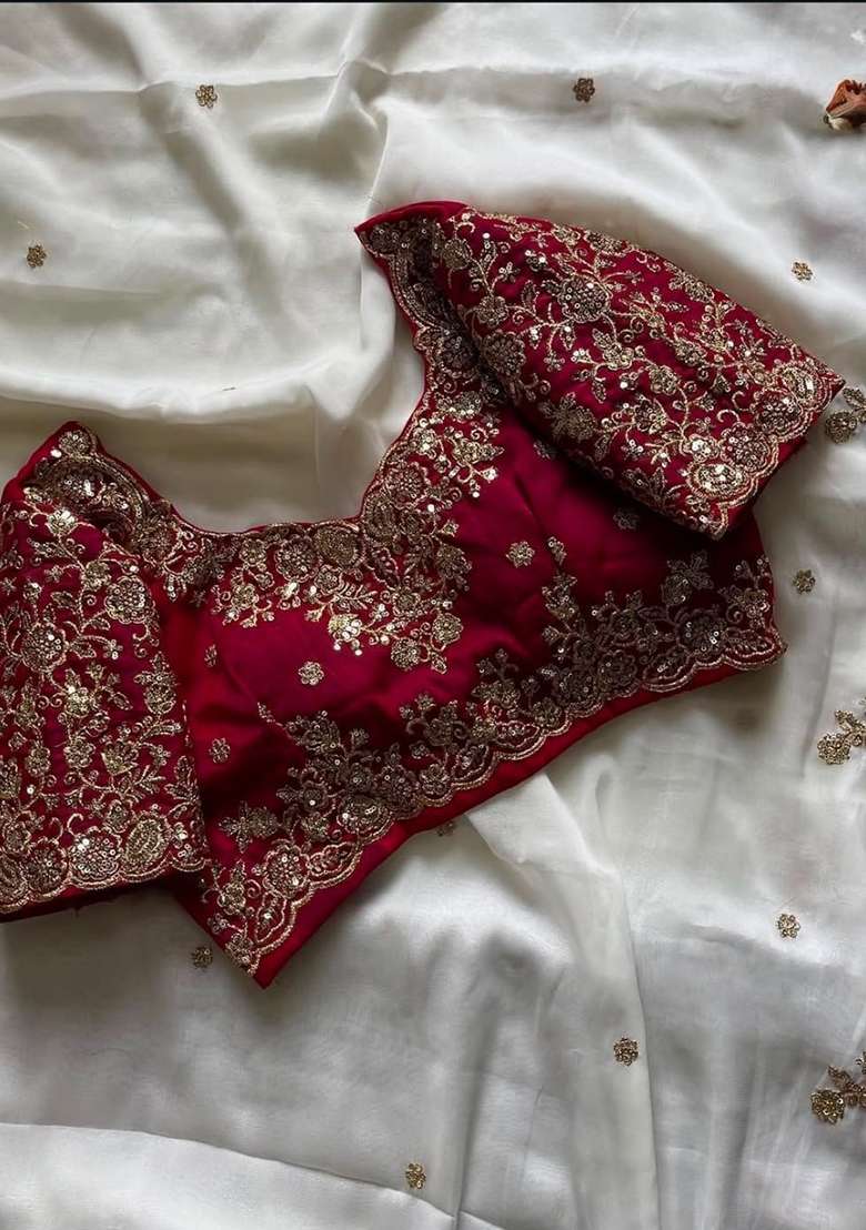 Off White Embroidered Rangoli Saree Set - Indya