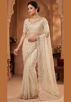 Ivory Butta Work Silk Saree Set