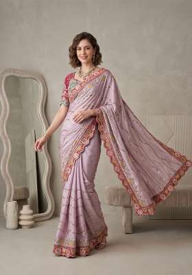 Lavender Weave Rangoli Saree Set