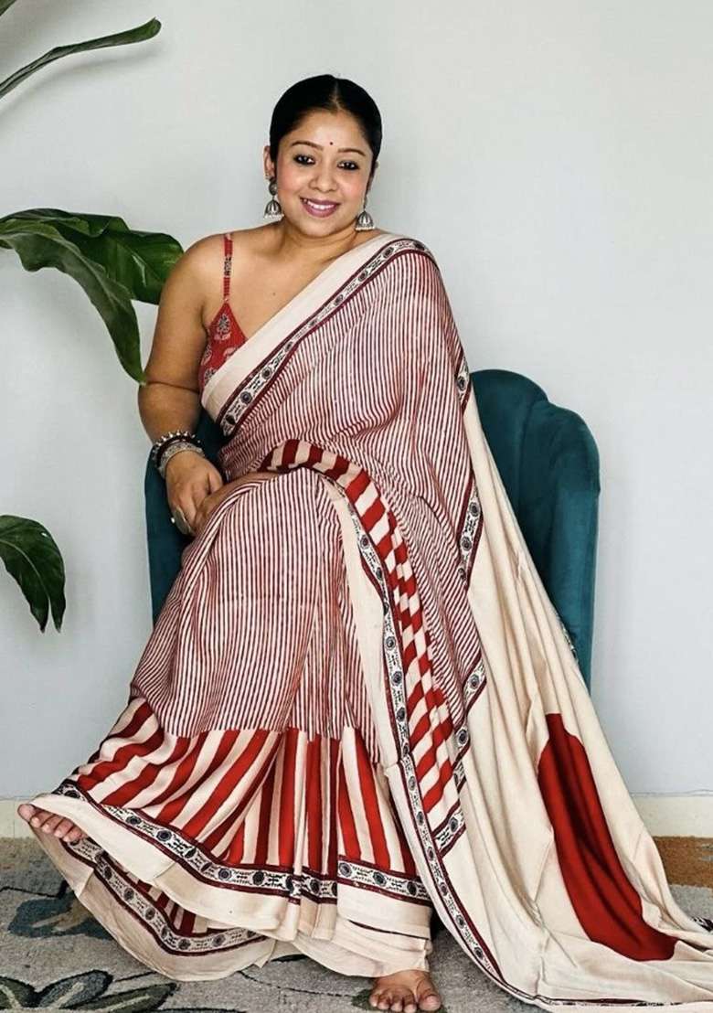 Multicolor Floral Print Model Saree Set - Indya