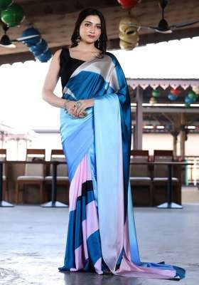 Multicolor Block Print Model Saree Set