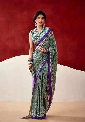 Teal Green Geomatric Model Saree Set