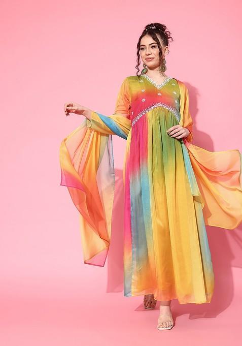 Multicolour Printed Sequin Kurta