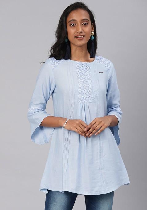 Blue Yoke Design A Line Kurta