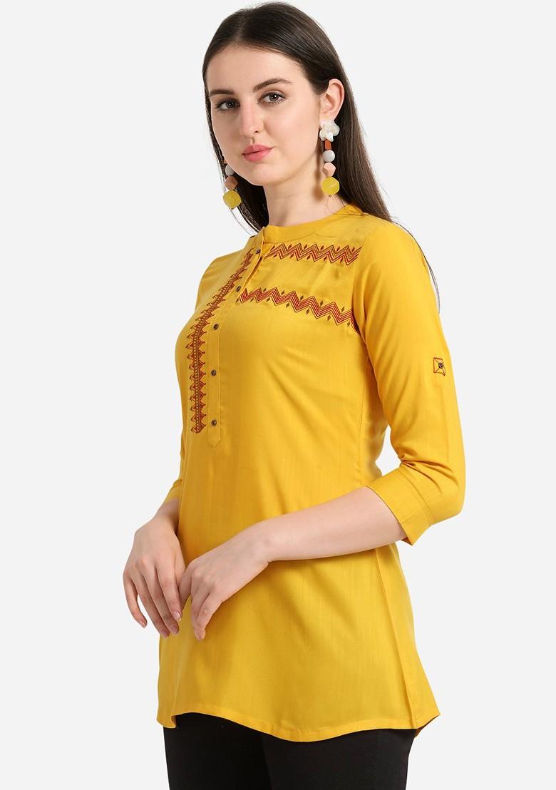 Yellow Solid A Line Kurta