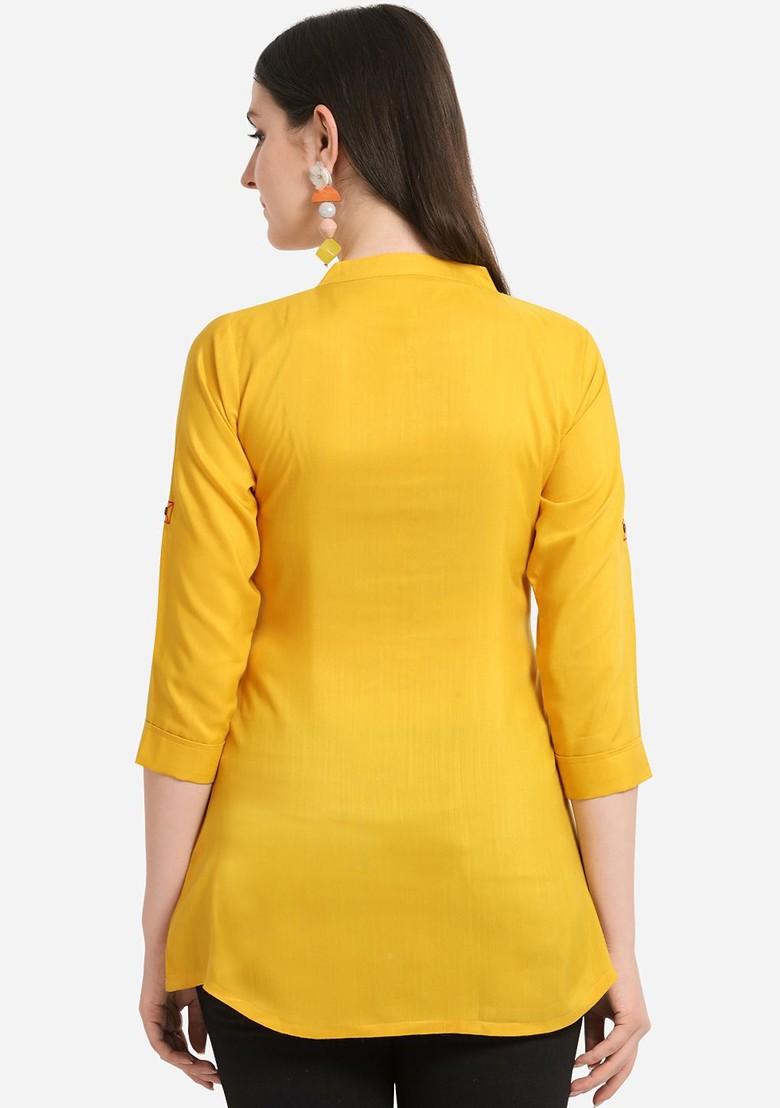 Yellow Solid A Line Kurta