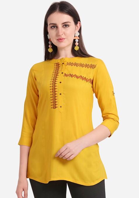 Yellow Solid A Line Kurta