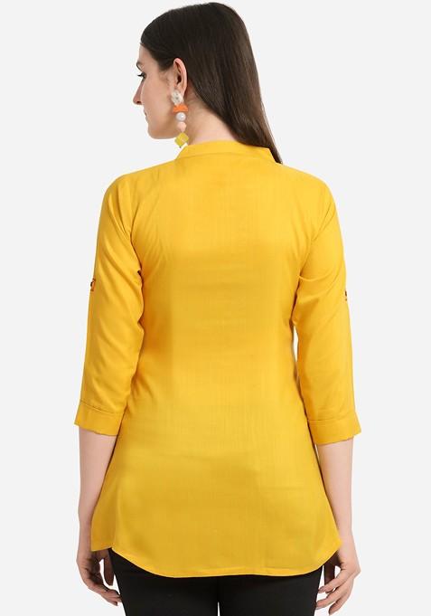 Yellow Solid A Line Kurta