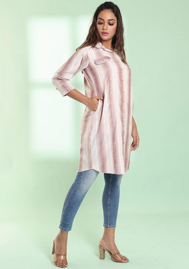 Off White Woven Cotton Pathani Kurta