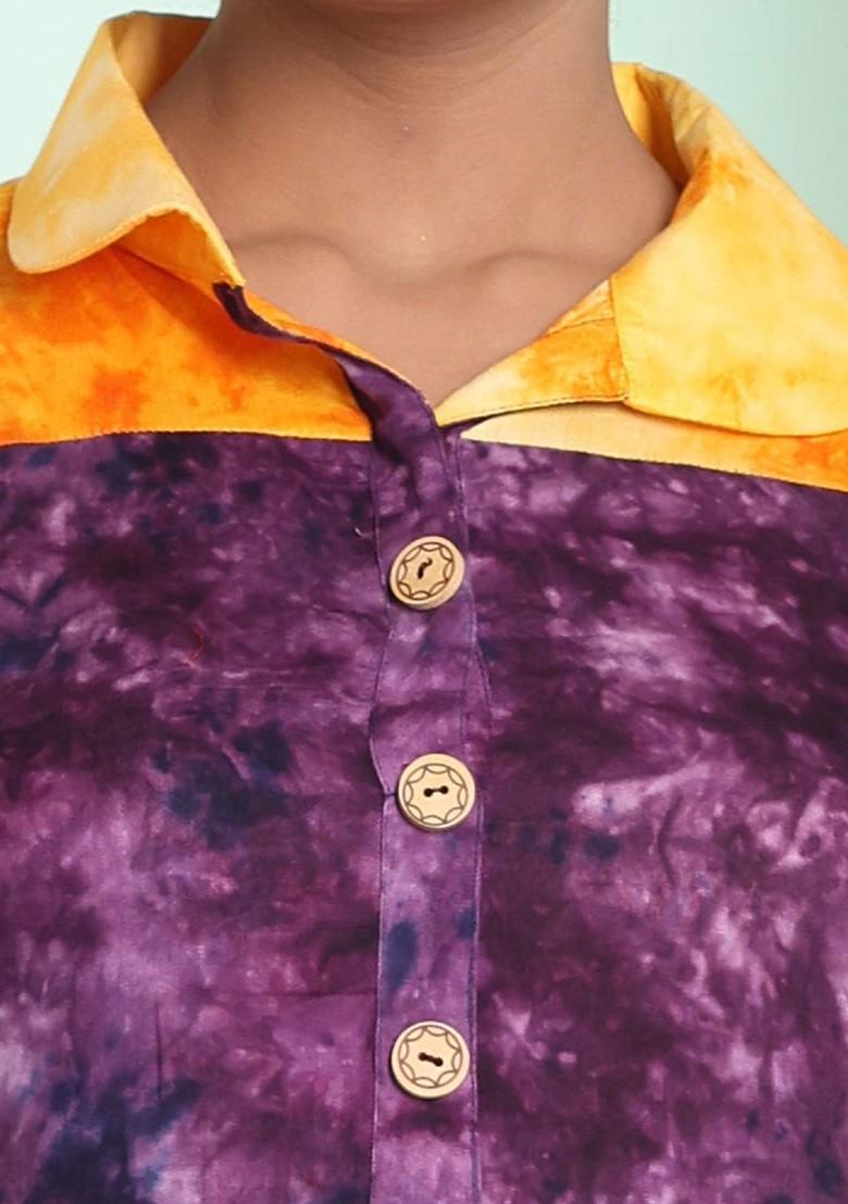 Yellow Printed Rayon Midi Ethnic Dress