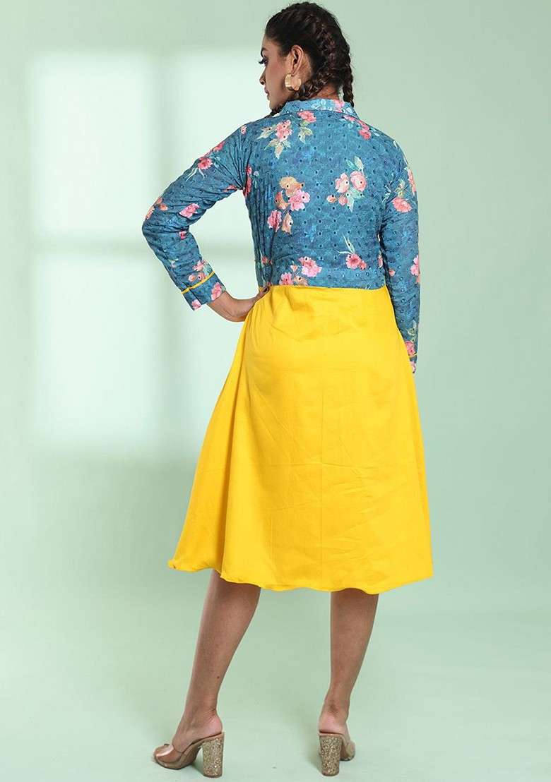 Yellow Floral Print Cotton Co Ord Set - Indya