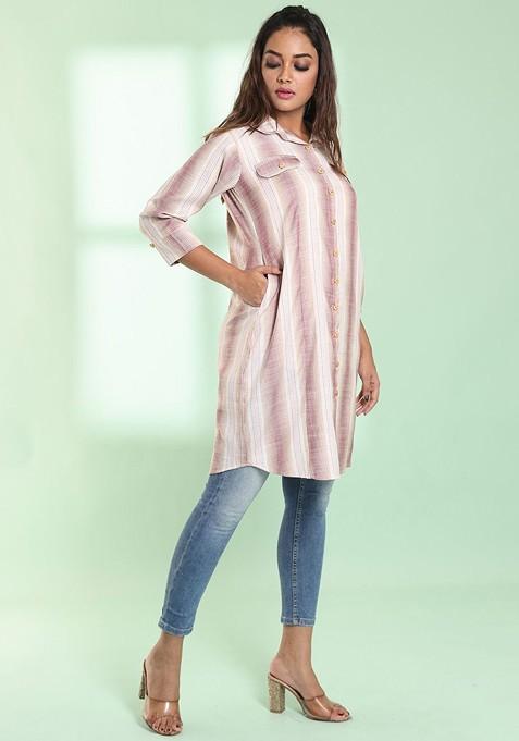 Off White Woven Cotton Pathani Kurta