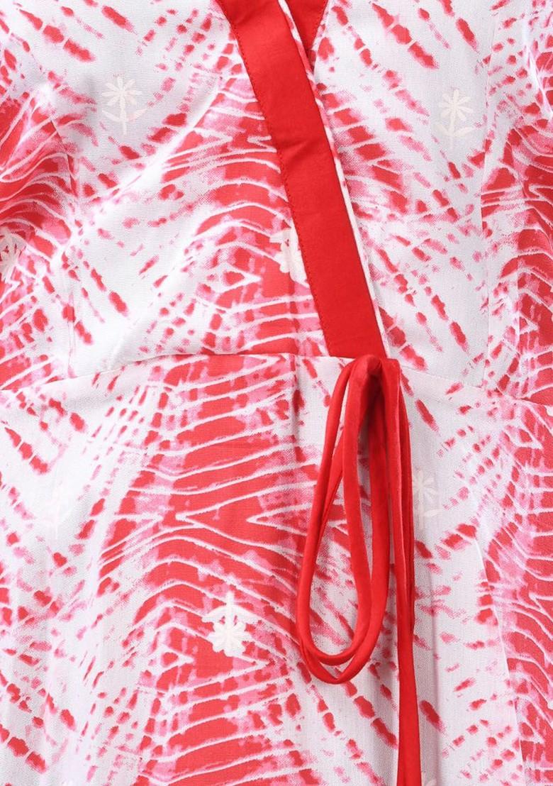 White Printed Rayon Ethnic Dress