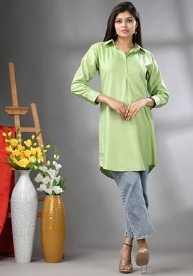 Green Solid Rayon Co Ord Set