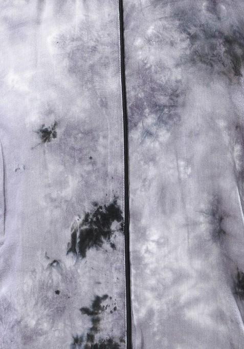 Grey Abstract Print Rayon Midi Ethnic Dress