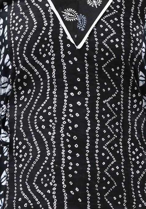Black Printed Cotton Ethnic Dress