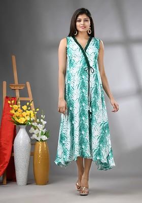 White Printed Rayon Kurta