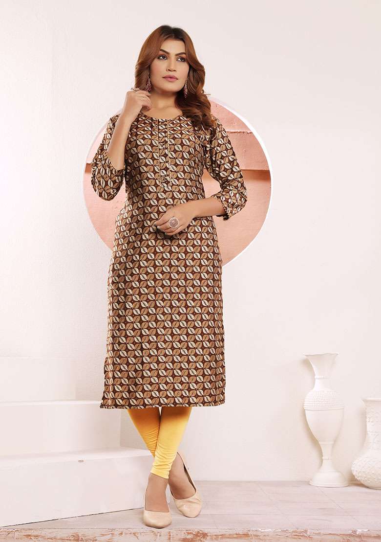 Multicolor Printed Viscose Muslin Straight Kurta - Indya