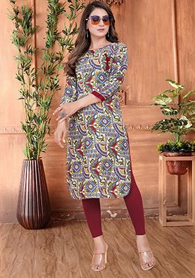 Multicolor Printed Rayon Kurta