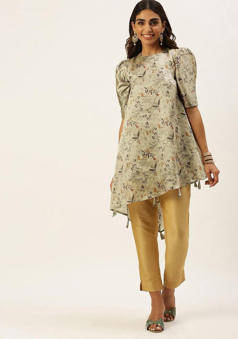 Multicolor Floral Print Poly Blend Kurta