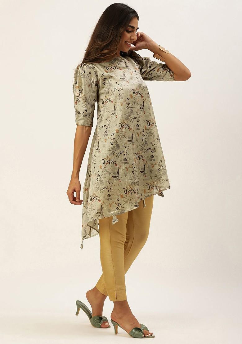 Multicolor Floral Print Poly Blend Kurta