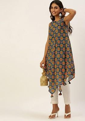 Multicolor Printed Poly Blend Kurta