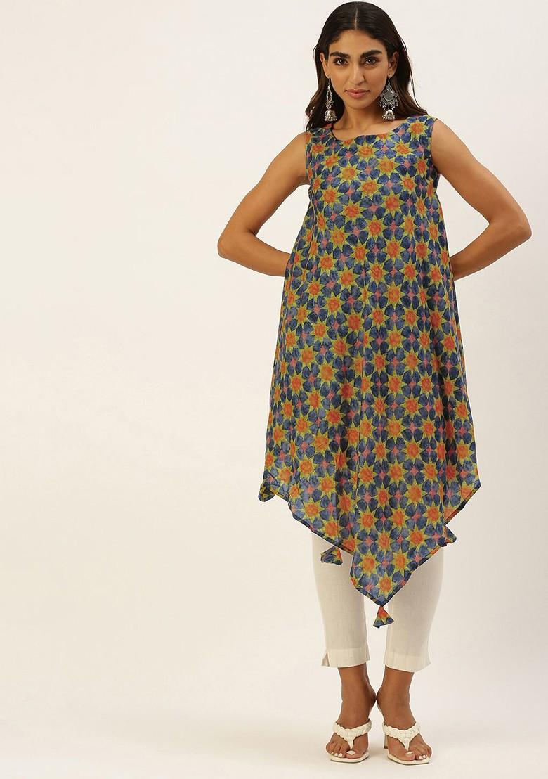 Multicolor Printed Poly Blend Kurta