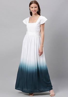 Blue Sequin Embroidered Poly Blend Anarkali Kurta