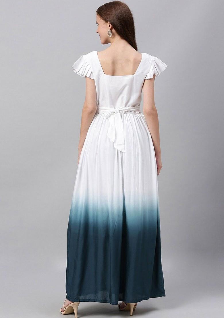 Blue Sequin Embroidered Poly Blend Anarkali Kurta