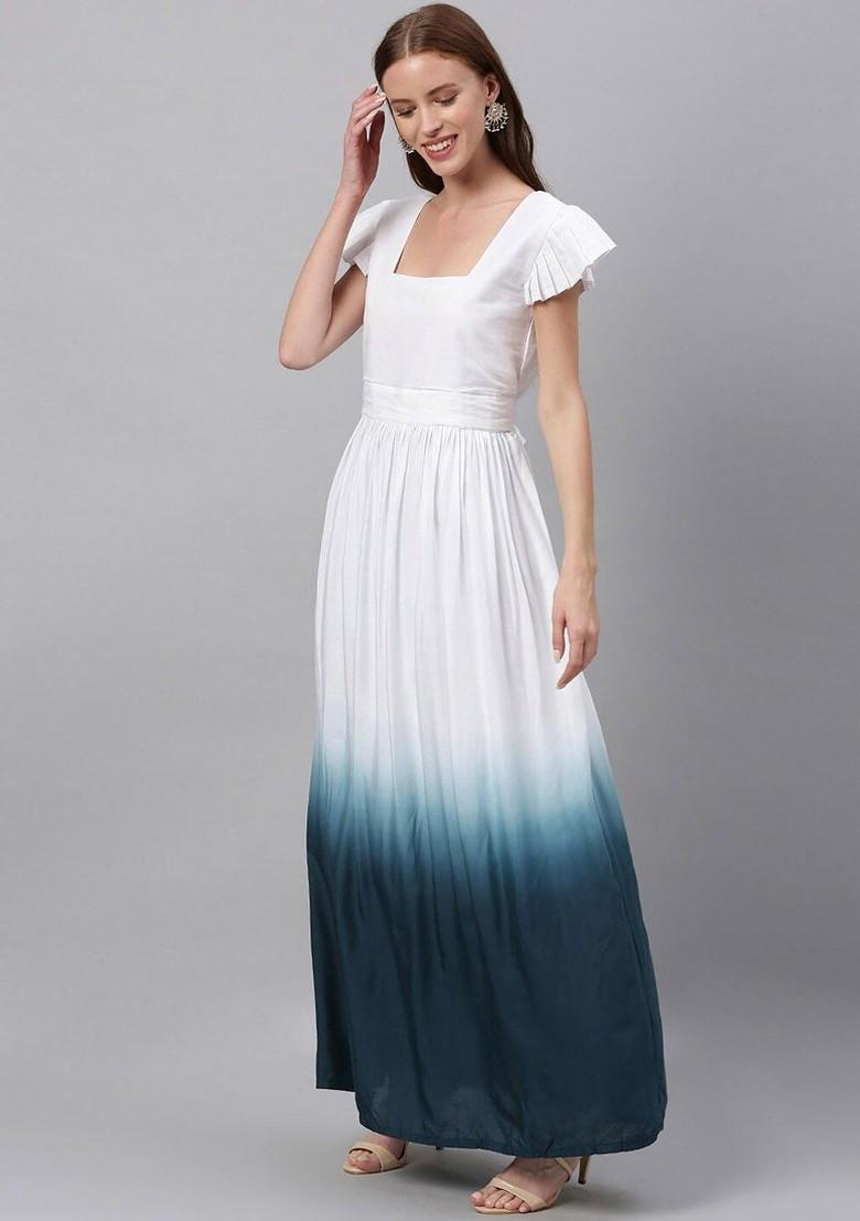 Blue Sequin Embroidered Poly Blend Anarkali Kurta