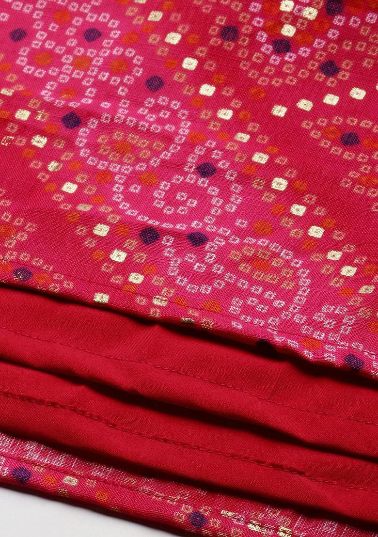 Pink Bandhani Print Poly Blend Kurta
