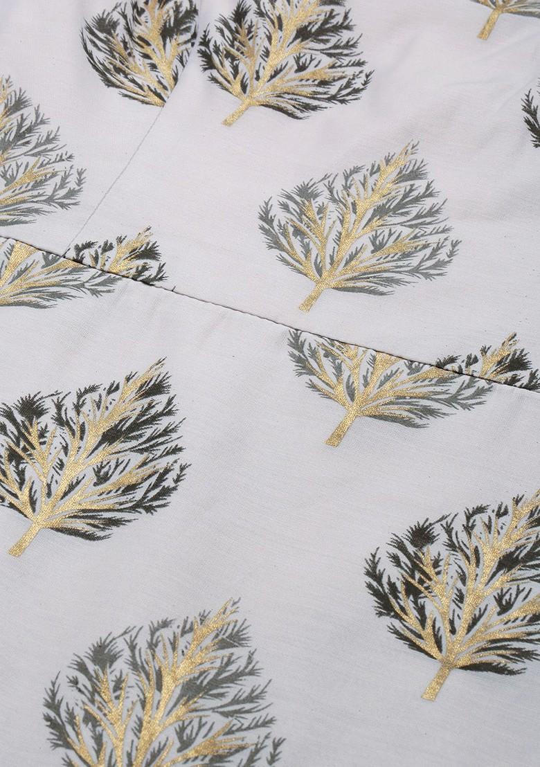 Lavender Floral Print Poly Blend Anarkali Kurta