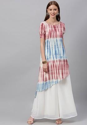 White Solid Poly Blend A-Line Kurta