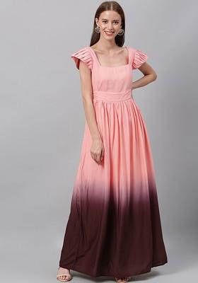 Pink Solid Poly Blend A-Line Kurta