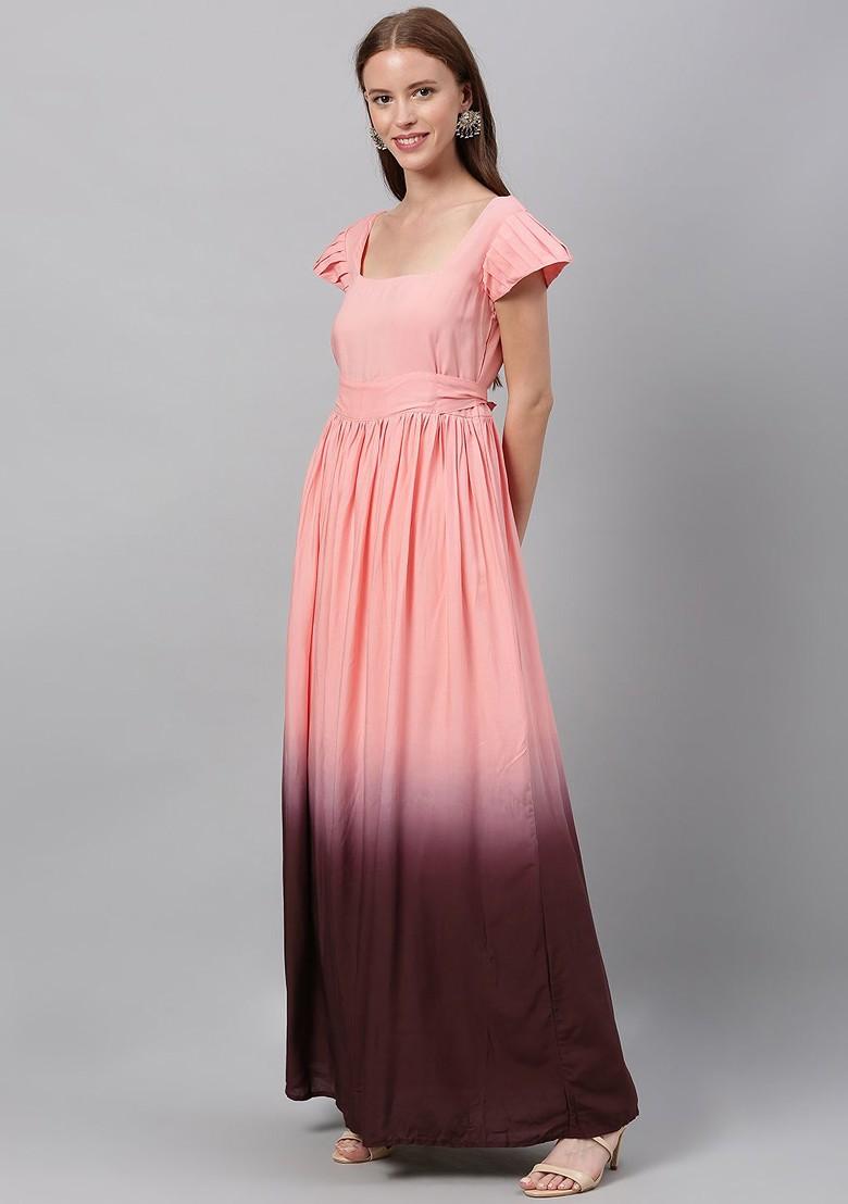 Pink Solid Poly Blend A-Line Kurta