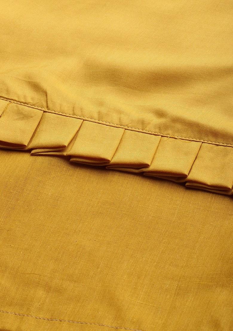 Mustard Solid Poly Blend A-Line Kurta